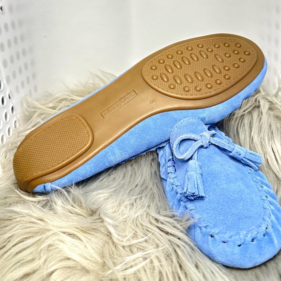 8M Blue Suede Women's Talbot Moccasins - Picture 3 of 4